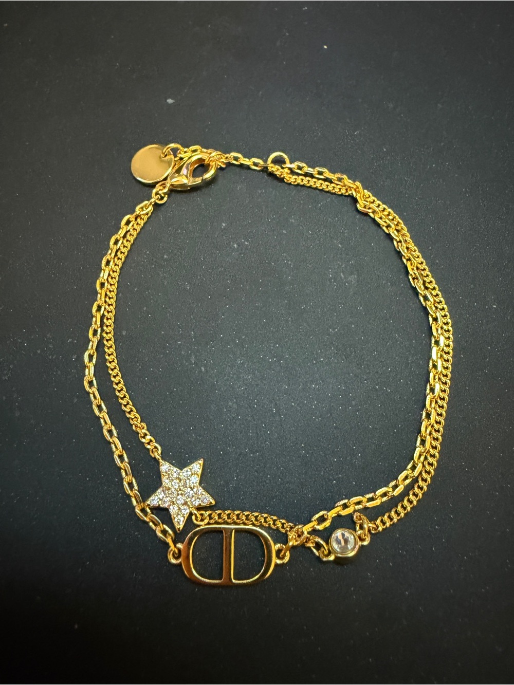 BRAND NEW Gold-Tone Star & Logo Delicate Bracelet